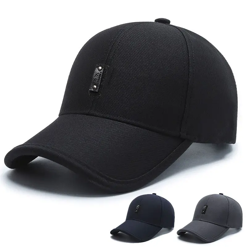 Men's Black Embroidered Baseball Cap with Leather Label - Image 4