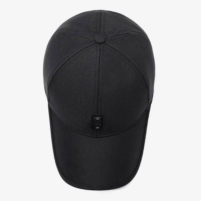 Men's Black Embroidered Baseball Cap with Leather Label - Image 5