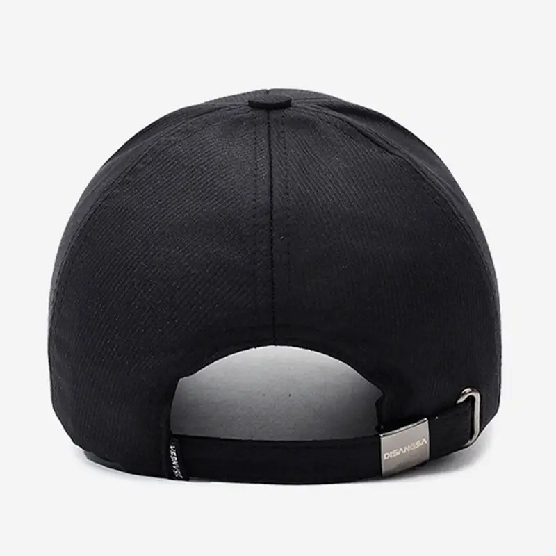Men's Black Embroidered Baseball Cap with Leather Label - Image 6
