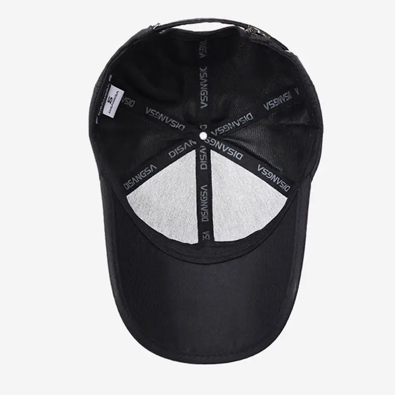Men's Black Embroidered Baseball Cap with Leather Label - Image 7