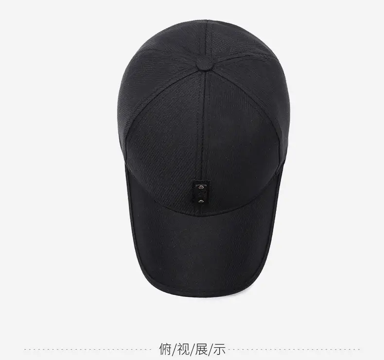 Men's Black Embroidered Baseball Cap with Leather Label — feature 12