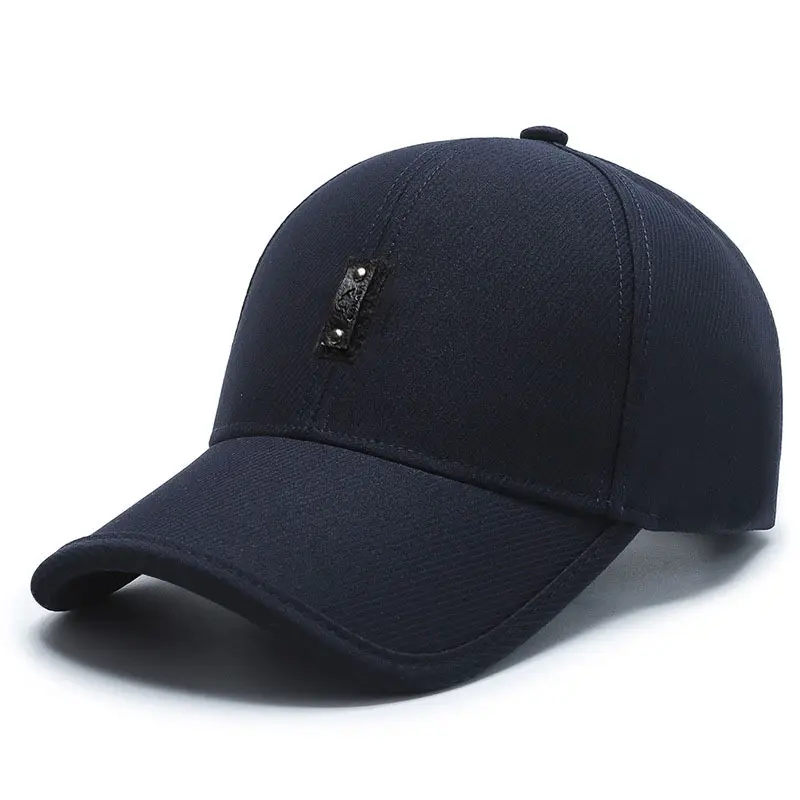 Men's Black Embroidered Baseball Cap with Leather Label - Image 2