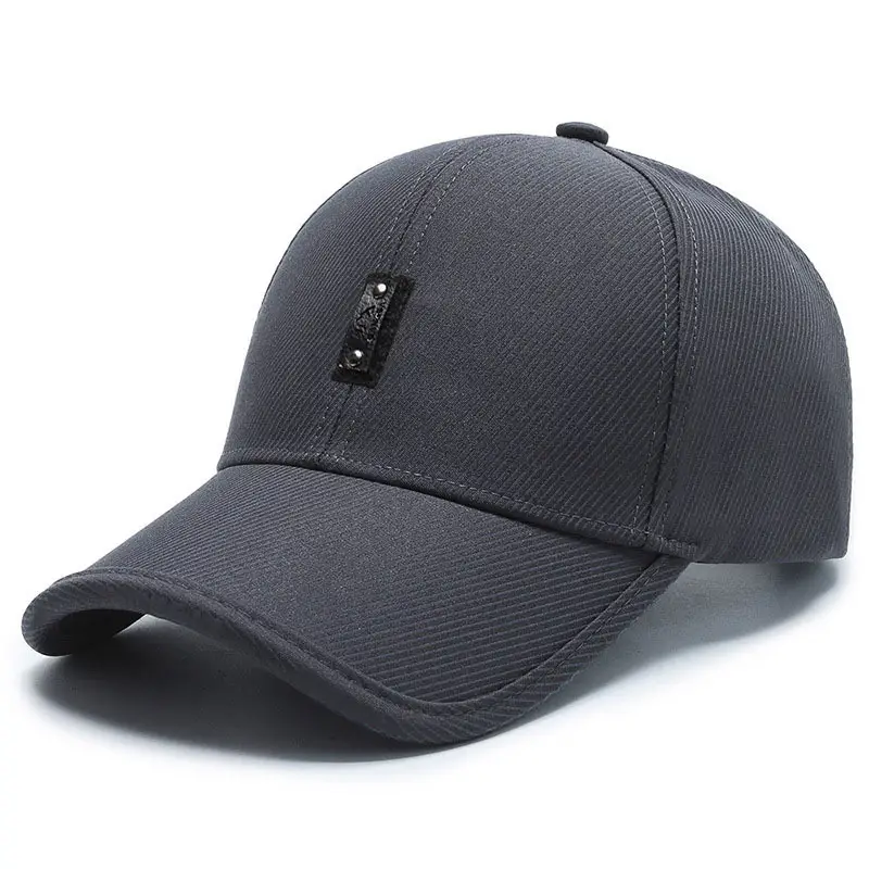 Men's Black Embroidered Baseball Cap with Leather Label - Image 3