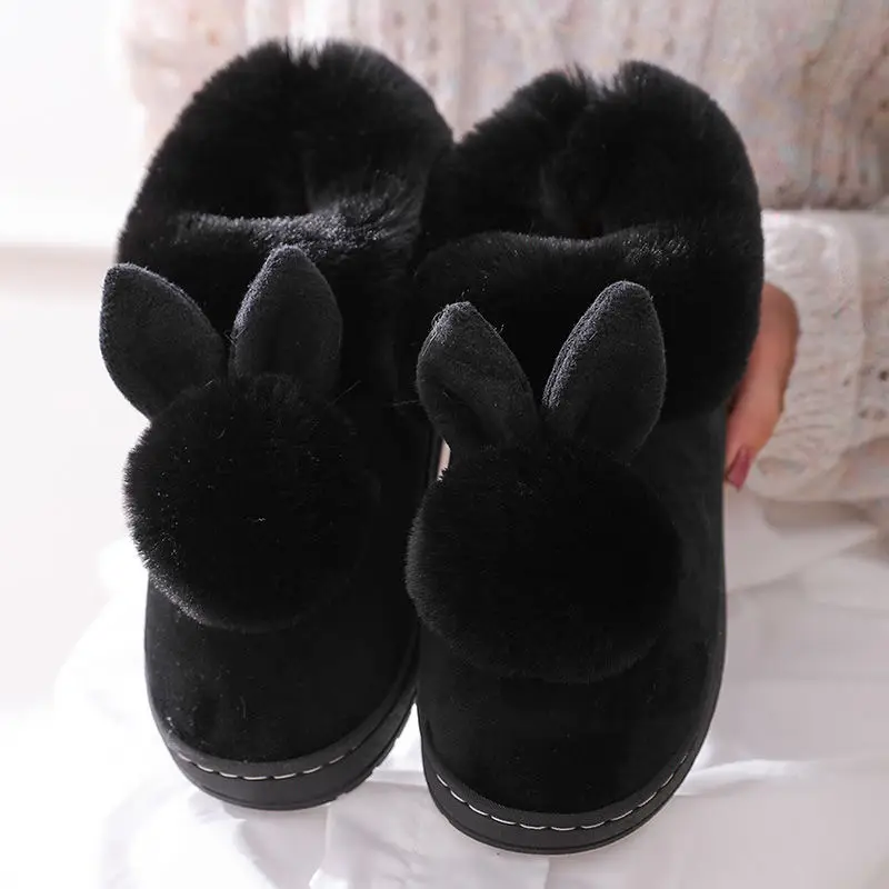 Women Winter Blue Plush Slippers Non-Slip Home
