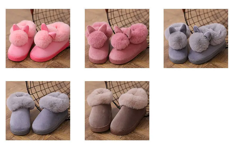 Women Winter Blue Plush Slippers Non-Slip Home — feature 13