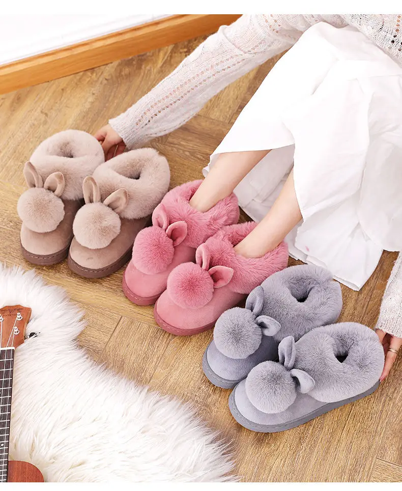 Women Winter Blue Plush Slippers Non-Slip Home — feature 4