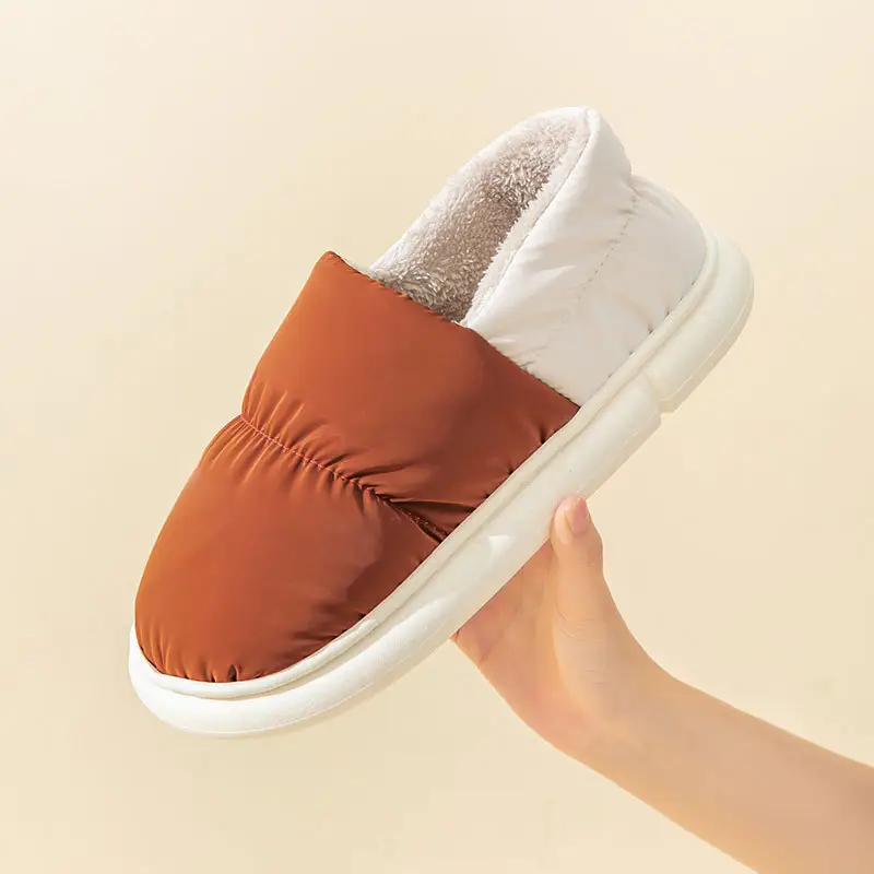 Women Winter Blue Plush Slippers Non-Slip Home