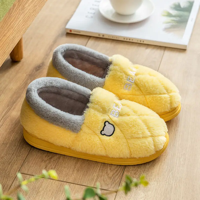 Women Winter Blue Plush Slippers Non-Slip Home