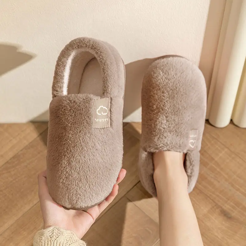 Women Winter Blue Plush Slippers Non-Slip Home