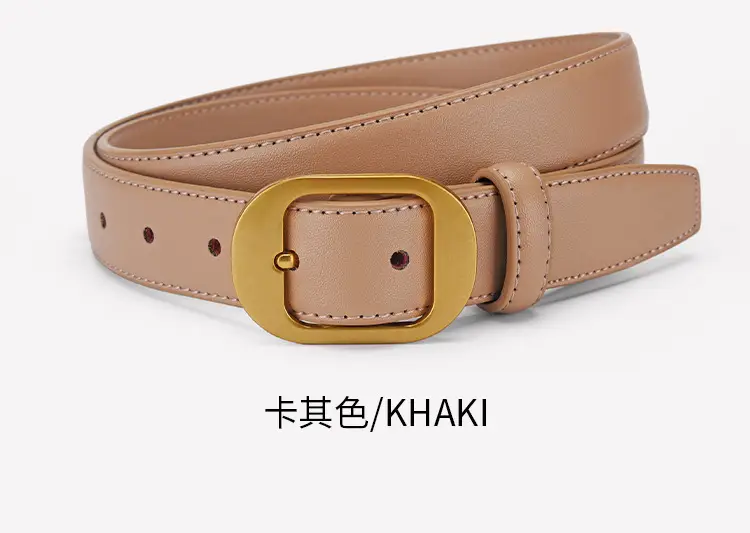 Women Genuine Leather Belt Black Brown Gold Buckle — feature 24
