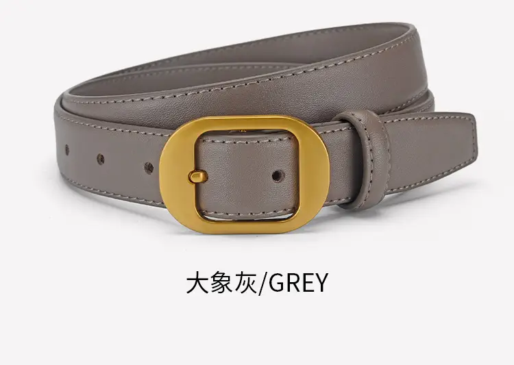 Women Genuine Leather Belt Black Brown Gold Buckle — feature 25