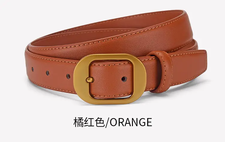 Women Genuine Leather Belt Black Brown Gold Buckle — feature 26