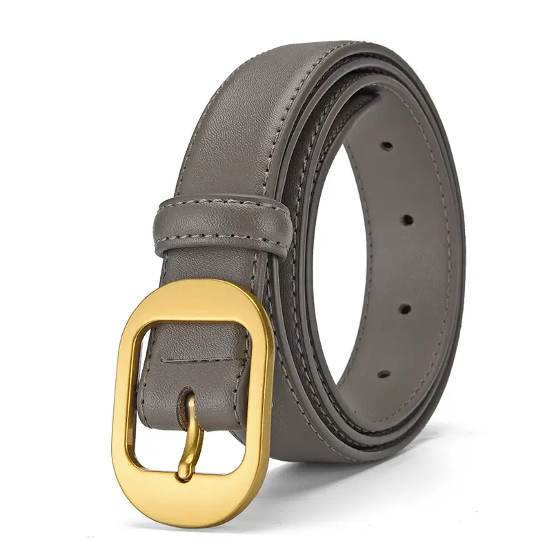 Women Genuine Leather Belt Black Brown Gold Buckle - Image 5