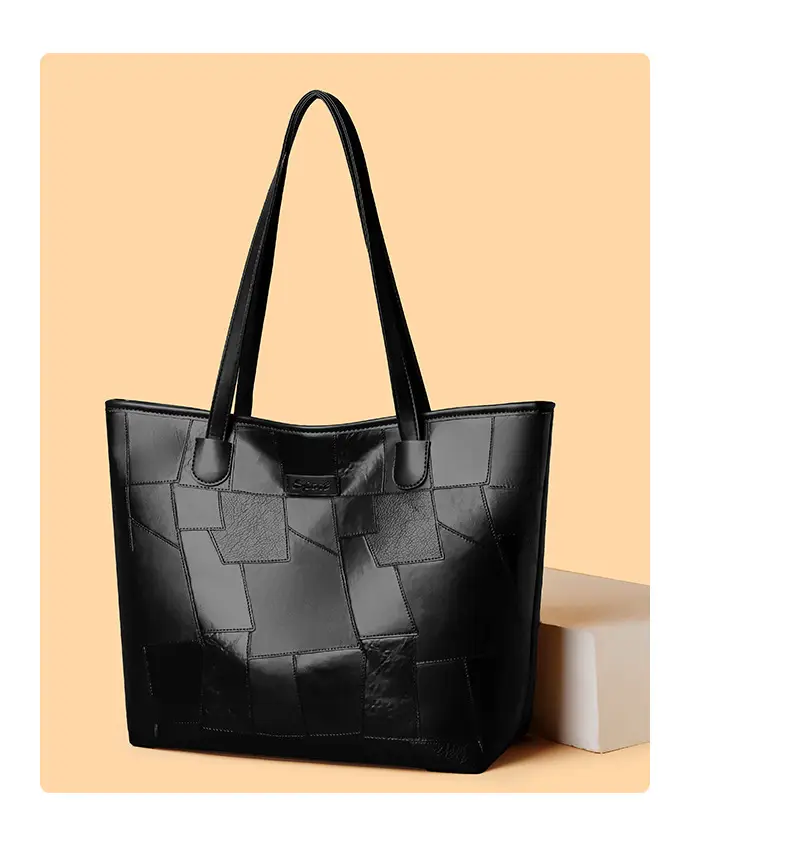 Black Woven Women's Tote Bag Large Capacity Commuter — feature 15