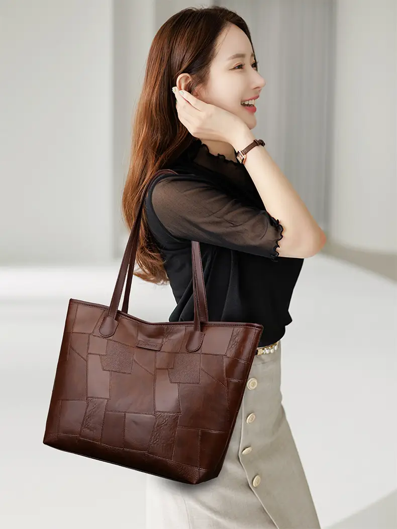 Black Woven Women's Tote Bag Large Capacity Commuter — feature 18