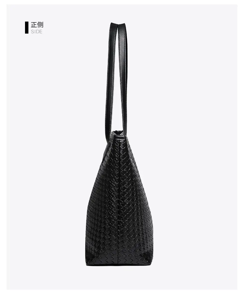 Black Woven Women's Tote Bag Large Capacity Commuter — feature 23