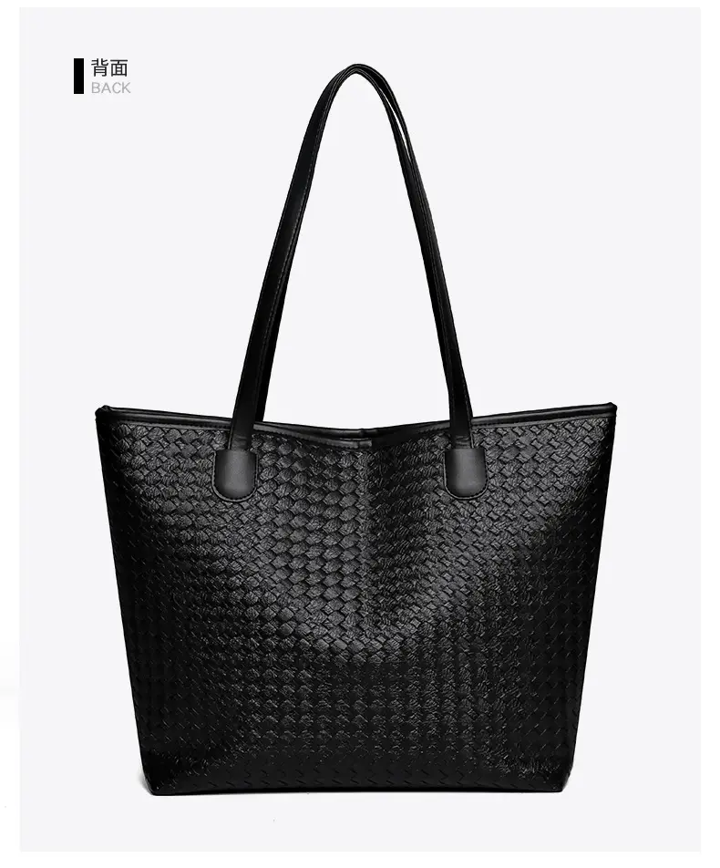Black Woven Women's Tote Bag Large Capacity Commuter — feature 24