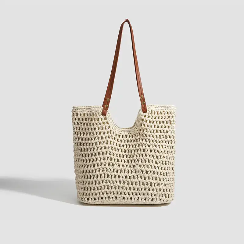 Women Woven Beach Tote Bag Large Capacity Shoulder Bag - Image 3
