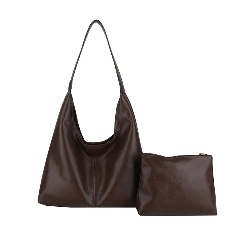 Brown Leather Tote Bag for Women, Large Capacity, Retro Design - Image 9