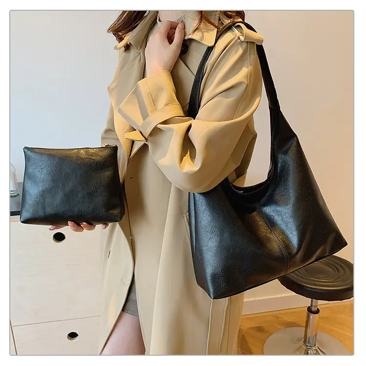 Brown Leather Tote Bag for Women, Large Capacity, Retro Design — feature 19