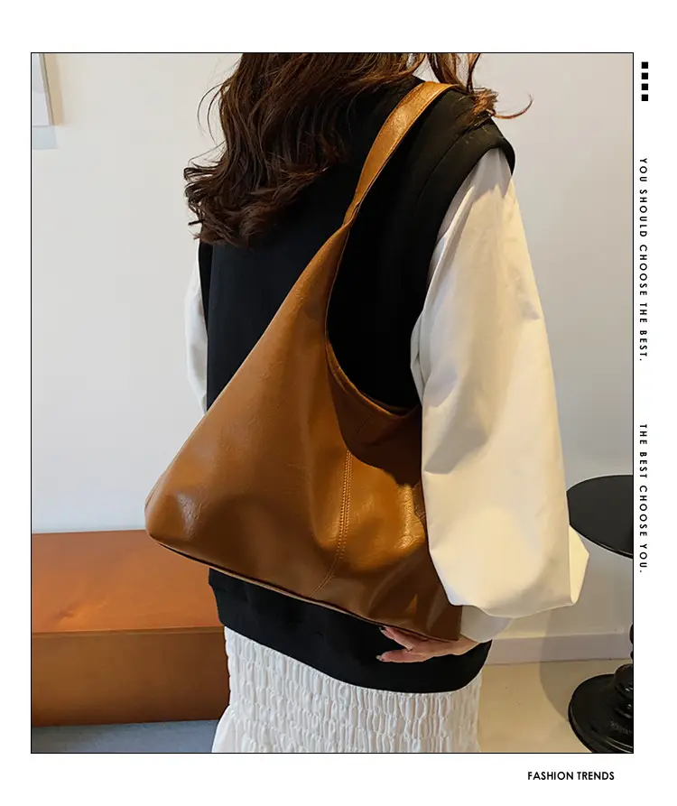 Brown Leather Tote Bag for Women, Large Capacity, Retro Design — feature 2