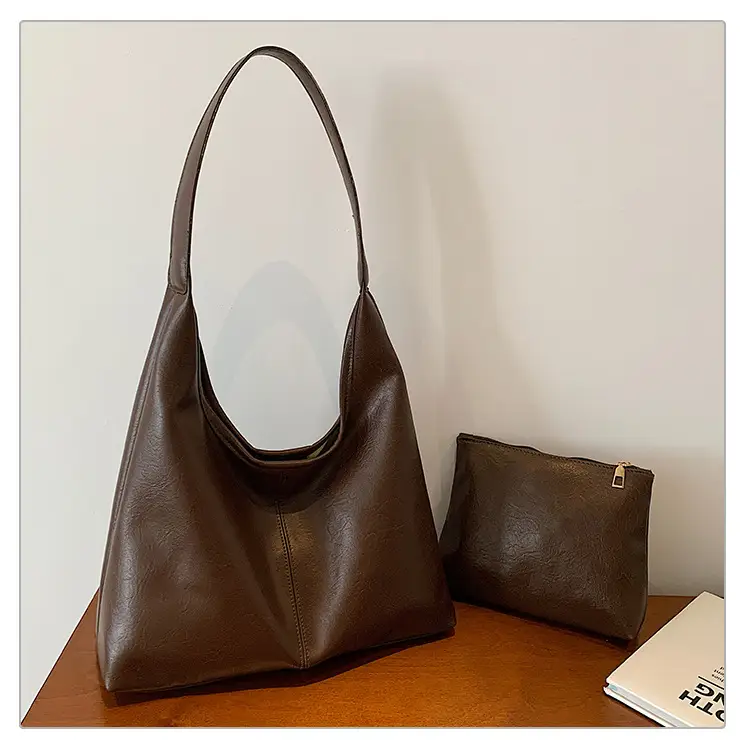 Brown Leather Tote Bag for Women, Large Capacity, Retro Design — feature 28