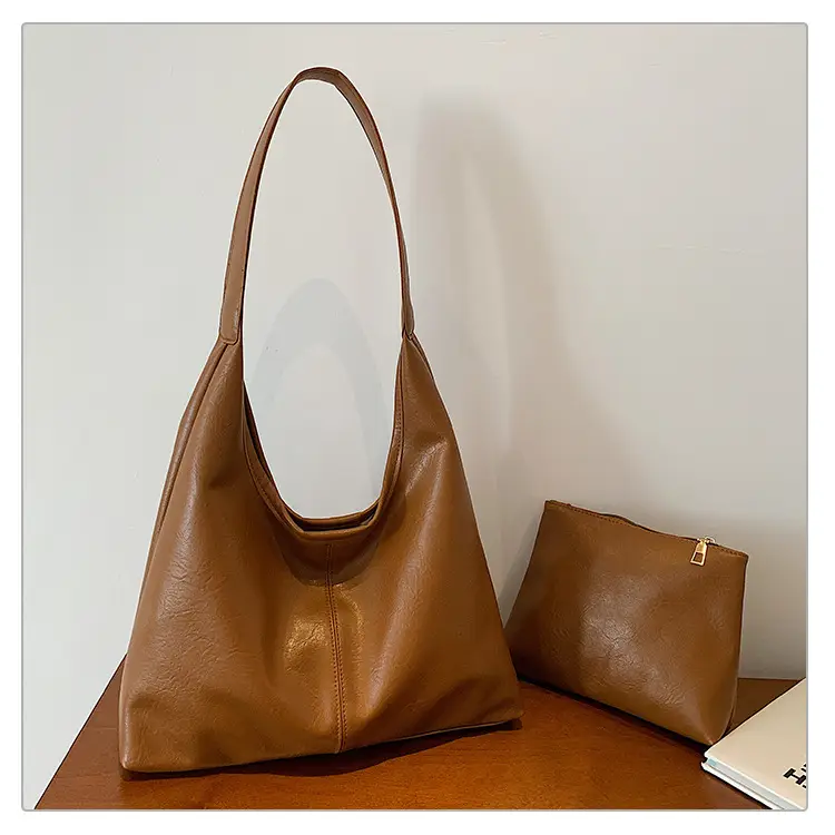 Brown Leather Tote Bag for Women, Large Capacity, Retro Design — feature 29