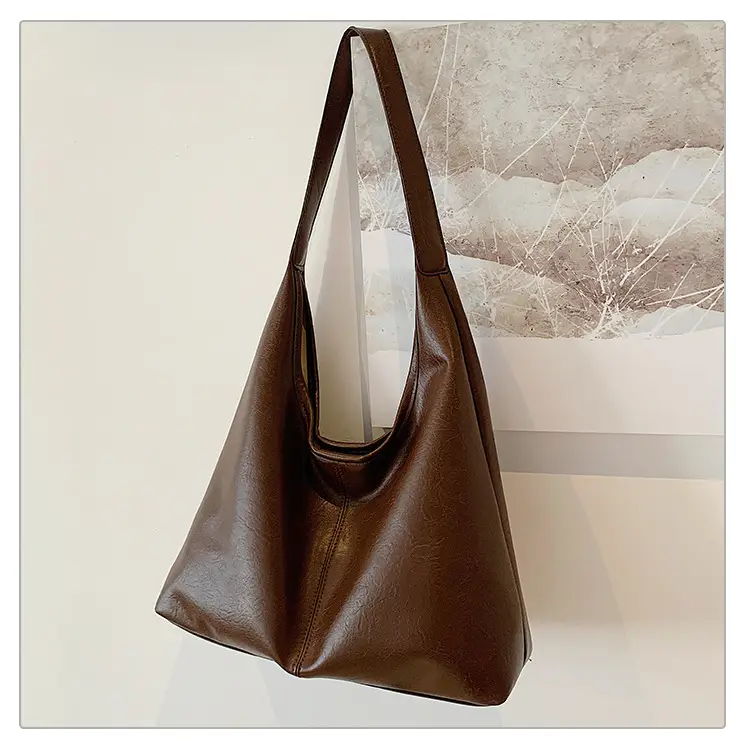 Brown Leather Tote Bag for Women, Large Capacity, Retro Design — feature 31
