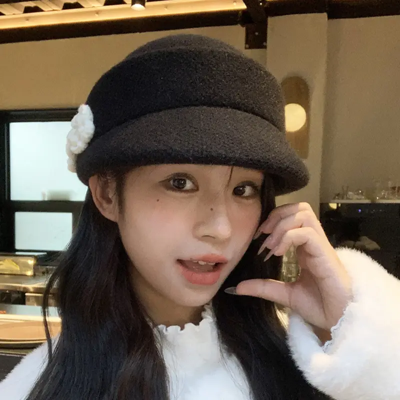 Alpaca Fleece Flower Hat for Women Winter Casual - Image 7