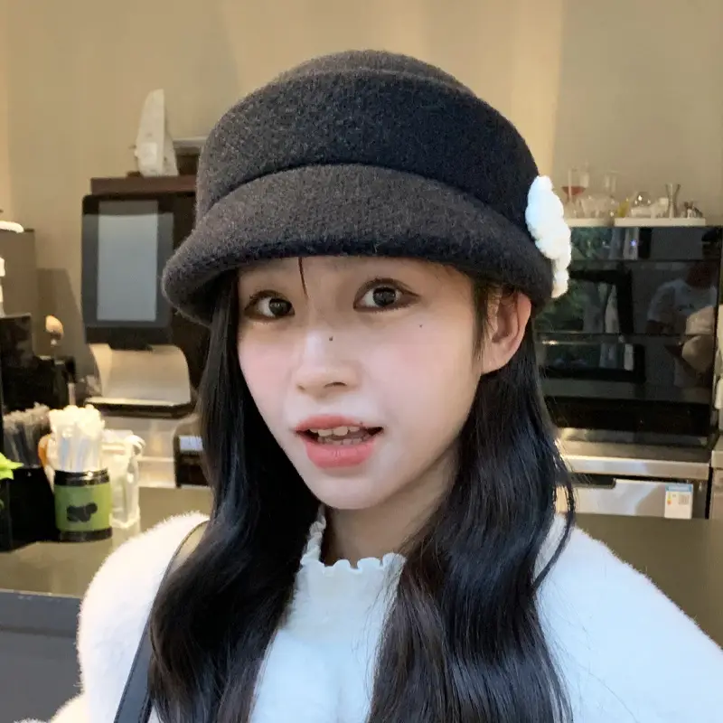 Alpaca Fleece Flower Hat for Women Winter Casual - Image 9