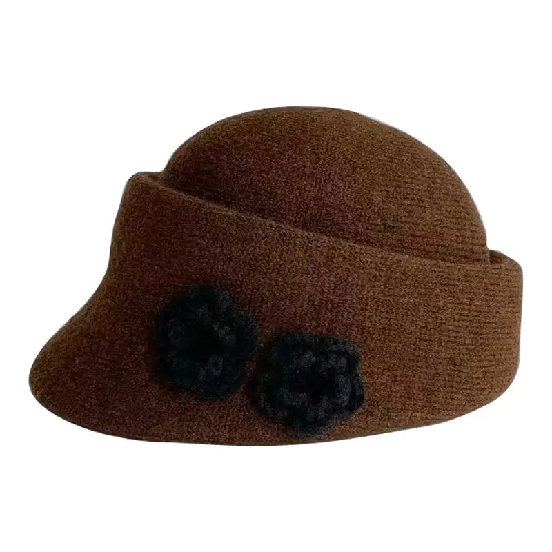 Alpaca Fleece Flower Hat for Women Winter Casual - Image 2