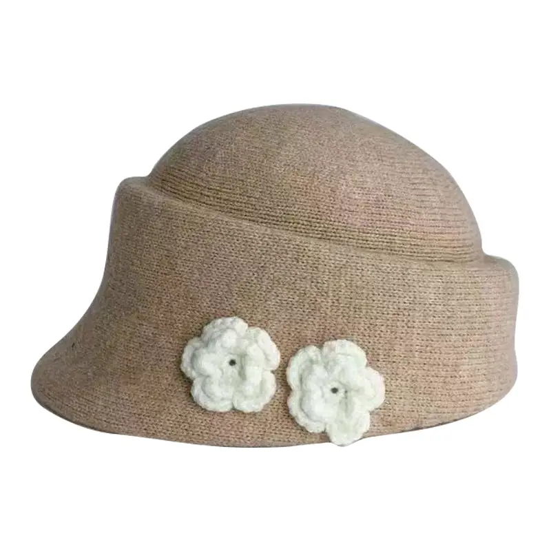 Alpaca Fleece Flower Hat for Women Winter Casual - Image 3