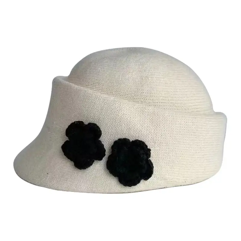 Alpaca Fleece Flower Hat for Women Winter Casual - Image 4