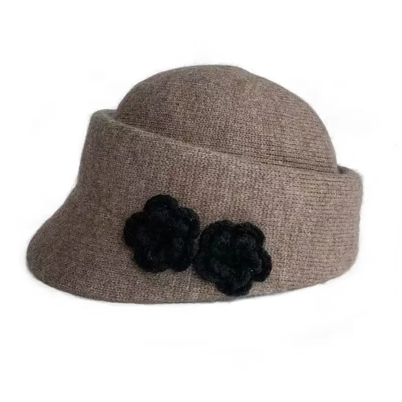 Alpaca Fleece Flower Hat for Women Winter Casual - Image 5