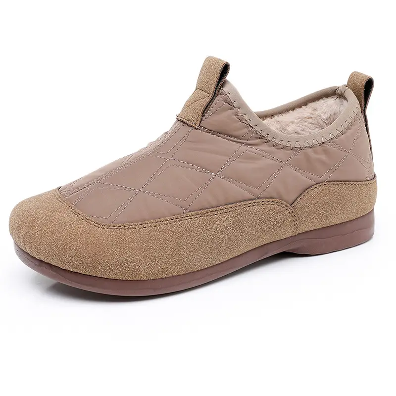 New Winter Cotton Shoes for Women, One-Piece Drop Shipping, Fleece-Lined, Thickened, Warm, Soft-Soled, Patchwork Leather Surface, Mom's Snow Boots - Image 8