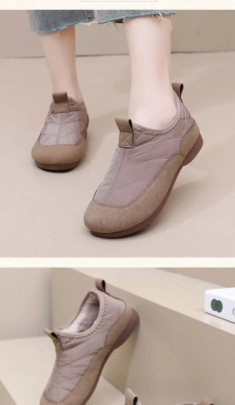 New Winter Cotton Shoes for Women, One-Piece Drop Shipping, Fleece-Lined, Thickened, Warm, Soft-Soled, Patchwork Leather Surface, Mom's Snow Boots — feature 18