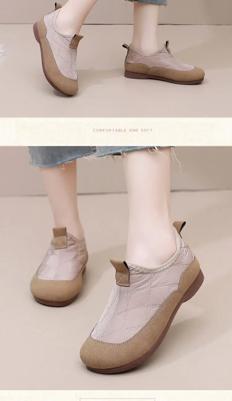 New Winter Cotton Shoes for Women, One-Piece Drop Shipping, Fleece-Lined, Thickened, Warm, Soft-Soled, Patchwork Leather Surface, Mom's Snow Boots — feature 25