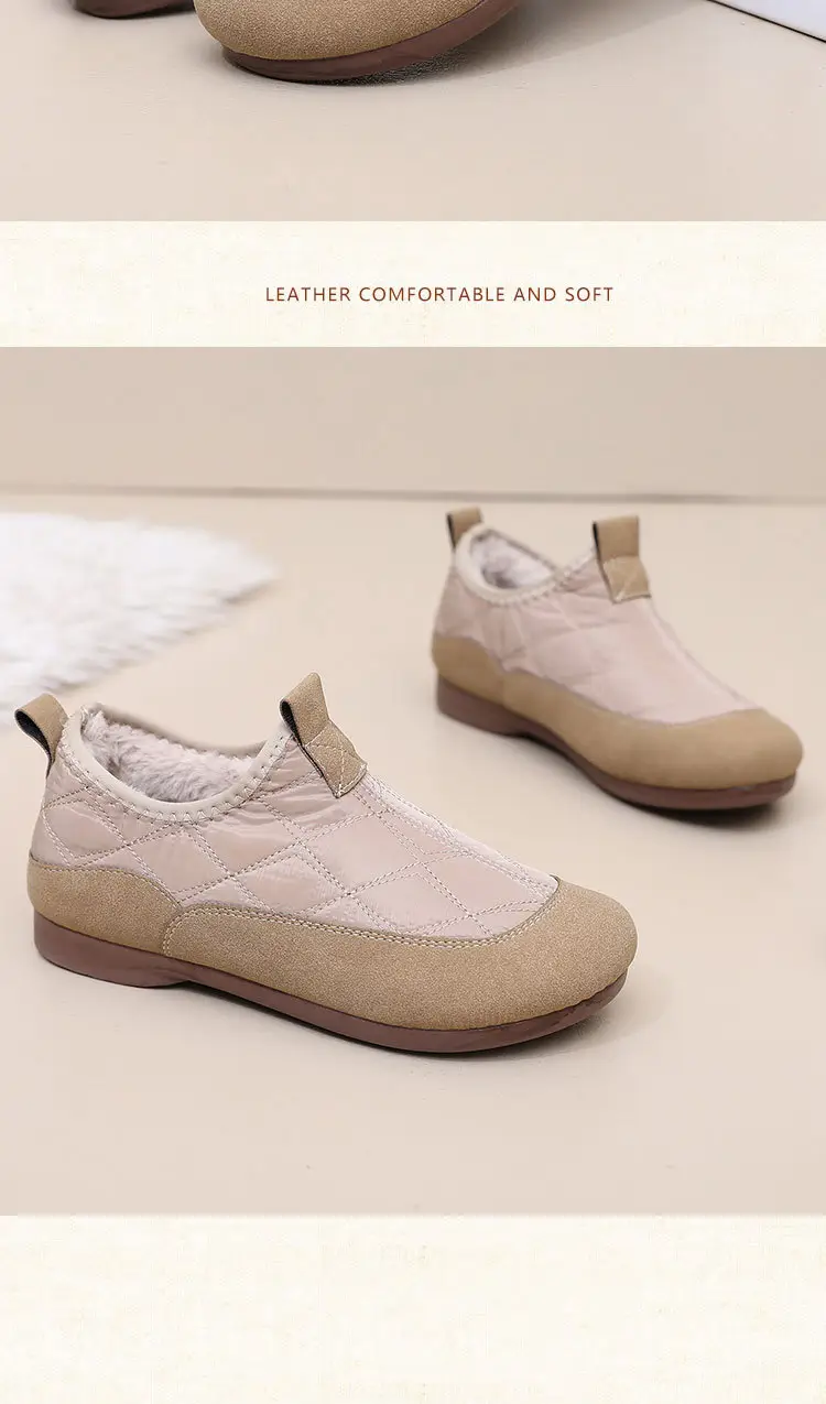 New Winter Cotton Shoes for Women, One-Piece Drop Shipping, Fleece-Lined, Thickened, Warm, Soft-Soled, Patchwork Leather Surface, Mom's Snow Boots — feature 27