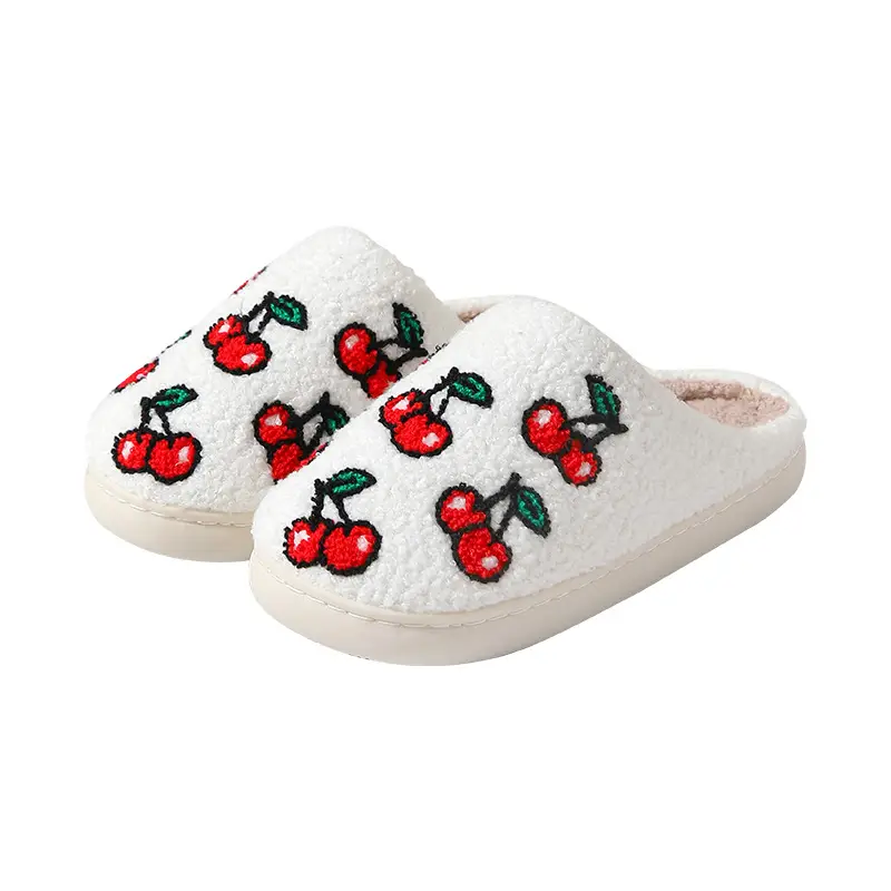 Cross-border winter cherry cotton slippers women's wholesale household indoor non-slip warm slippers autumn and winter home TEMU hair generation