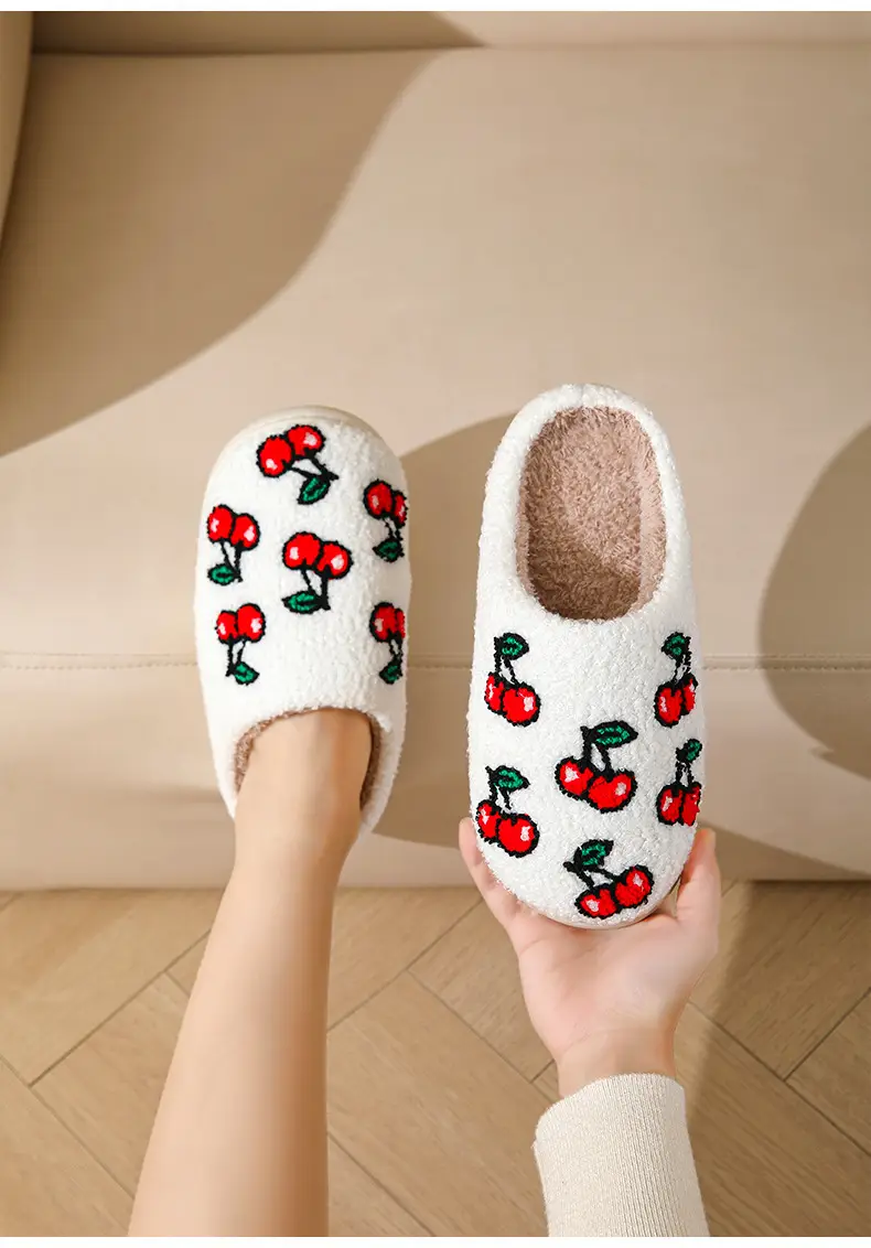 Cross-border winter cherry cotton slippers women's wholesale household indoor non-slip warm slippers autumn and winter home TEMU hair generation — feature 10