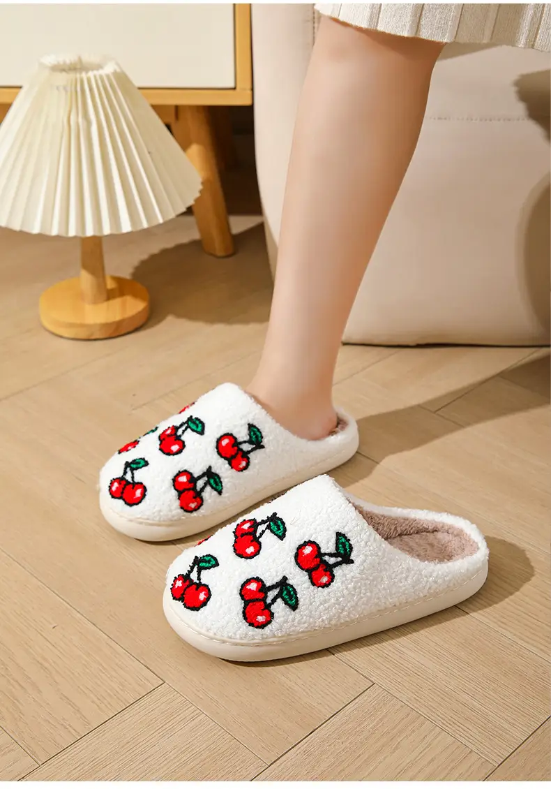 Cross-border winter cherry cotton slippers women's wholesale household indoor non-slip warm slippers autumn and winter home TEMU hair generation — feature 11