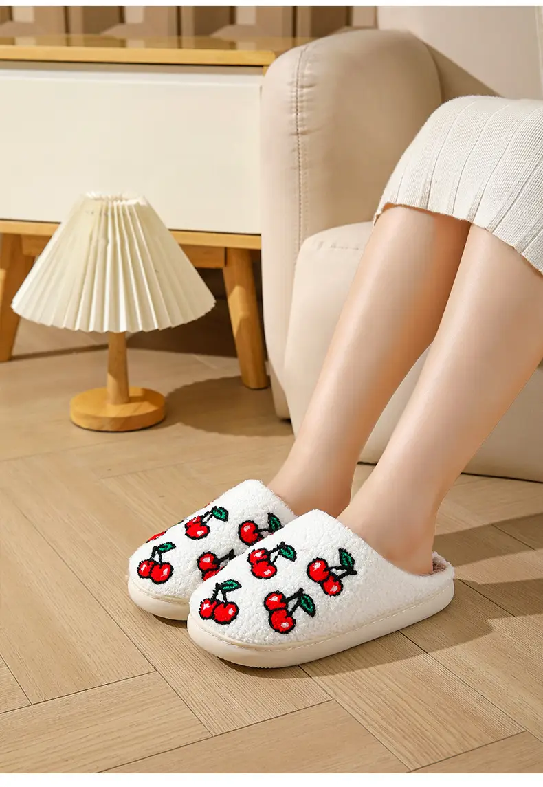 Cross-border winter cherry cotton slippers women's wholesale household indoor non-slip warm slippers autumn and winter home TEMU hair generation — feature 12
