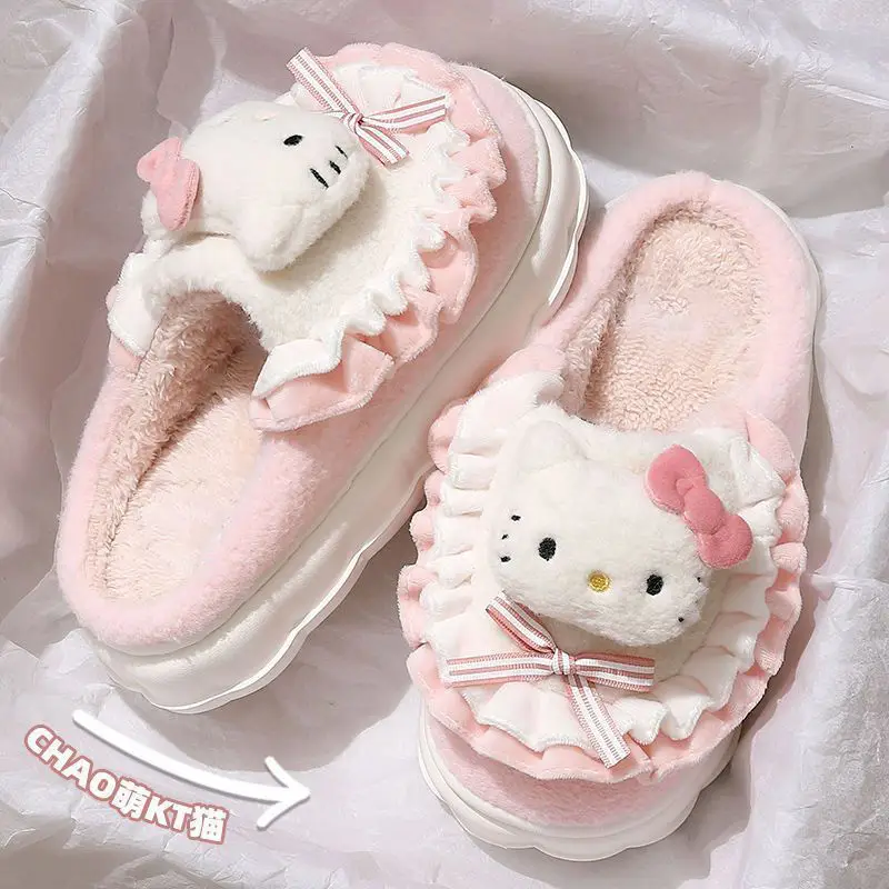 Sanrio Kulomi Cotton Slippers Women's Winter Cartoon Student Dormitory Thickened Non-slip Cotton Shoes Plush Flat Cotton Slippers — feature 6