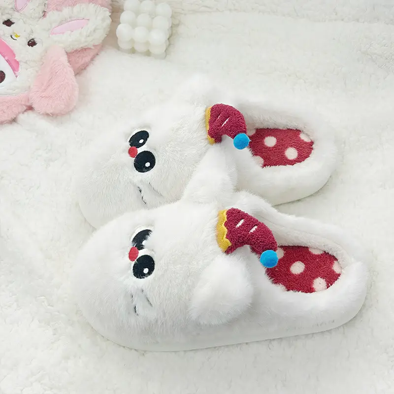 Sanrio Kulomi Cotton Slippers Women's Winter Cartoon Student Dormitory Thickened Non-slip Cotton Shoes Plush Flat Cotton Slippers