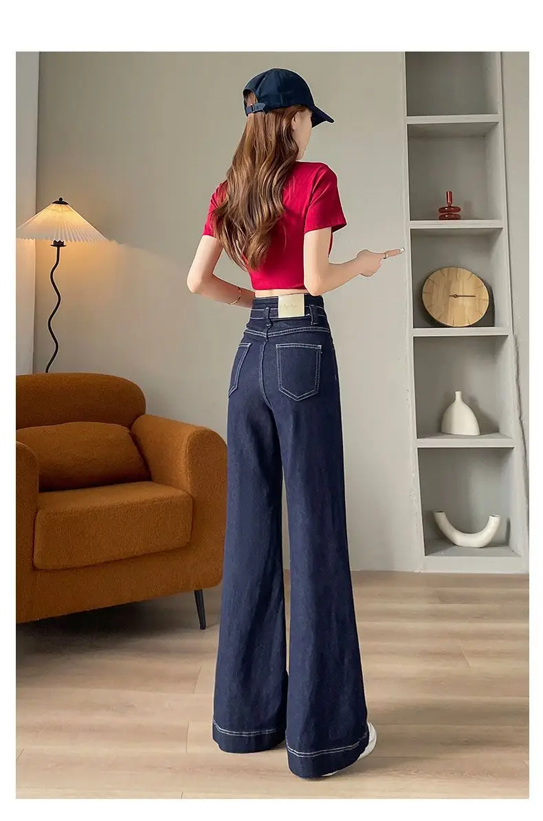 Women Wide Leg Jeans Dark Blue Loosen 2024 — feature 14