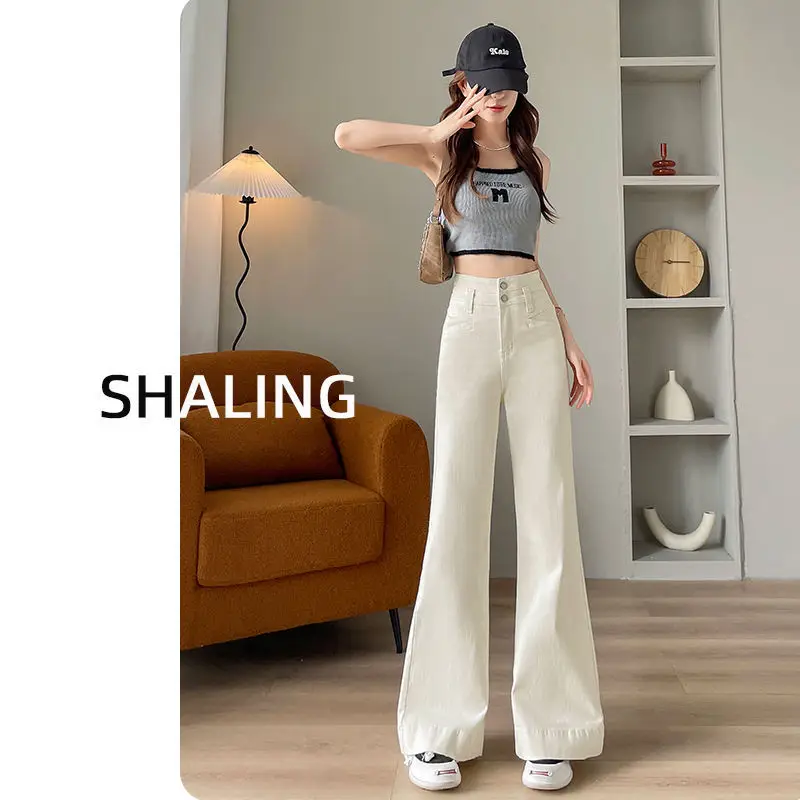 Women Wide Leg Jeans Dark Blue Loosen 2024