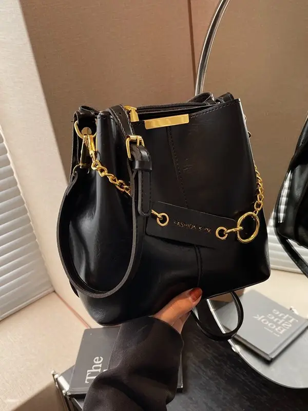 2026 Black Crossbody Bag with Gold Chain