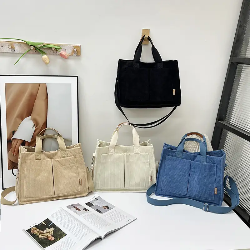 Bag Women's 2022 New South Korea Large Capacity Multi-Pocket Canvas Bag Student Shoulder Crossbody Portable Tote Bag Trendy - Image 7