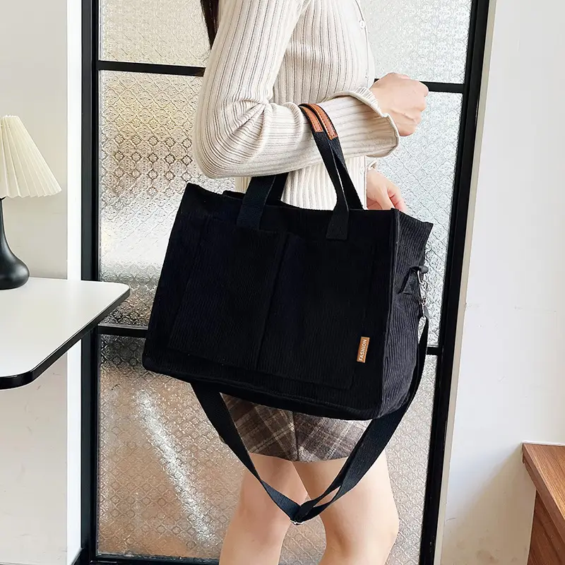 Bag Women's 2022 New South Korea Large Capacity Multi-Pocket Canvas Bag Student Shoulder Crossbody Portable Tote Bag Trendy - Image 8