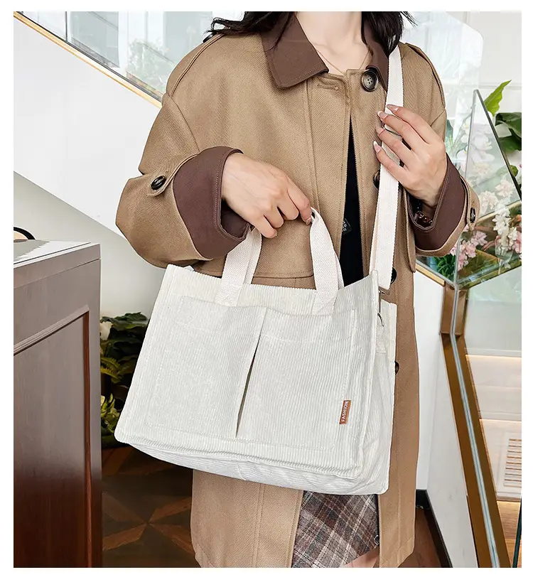 Bag Women's 2022 New South Korea Large Capacity Multi-Pocket Canvas Bag Student Shoulder Crossbody Portable Tote Bag Trendy — feature 1